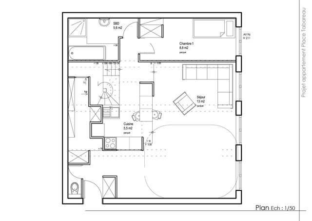 plan appartement en duplex premier niveau