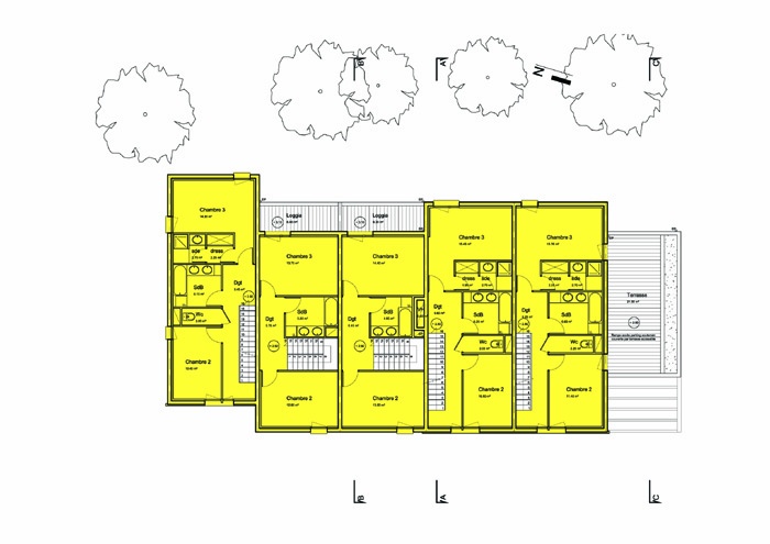 5 maisons de ville : Niveau1