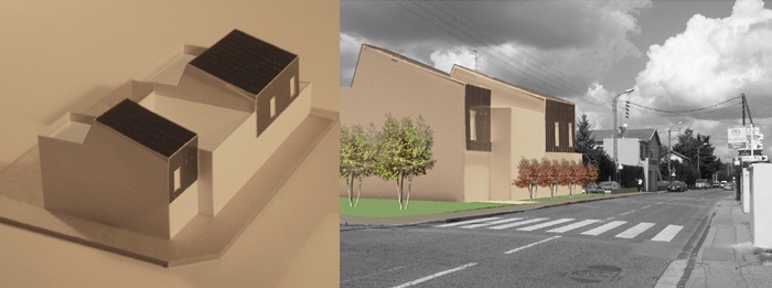 5 maisons de ville : maquette