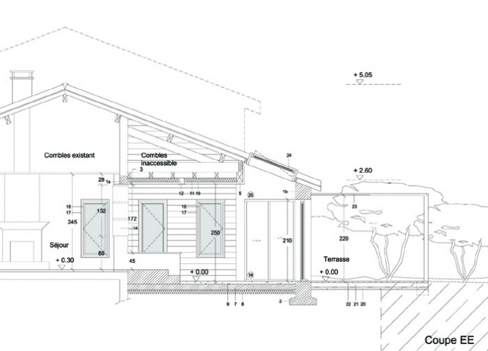 Extension de maison 1 : coupe transversale