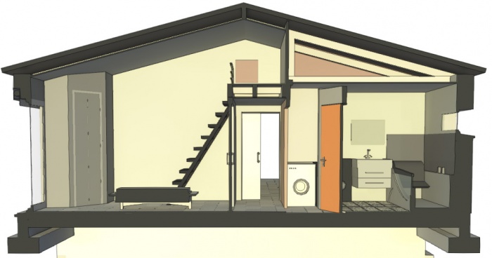 Am�nagement Int�rieur d'un garage : Coupe 3D.