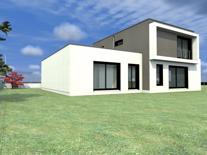 Maison Contemporaine � ossature bois : Vue du Jardin