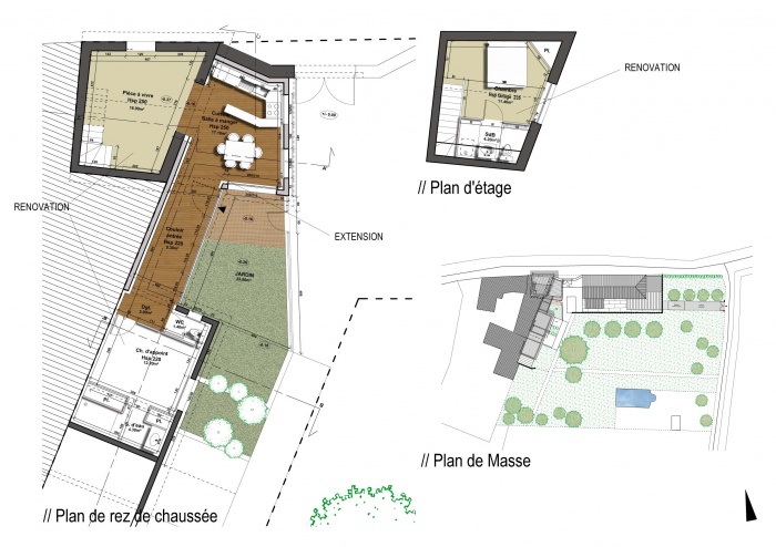 Extension d'habitation / rnovation : plans intrieurs