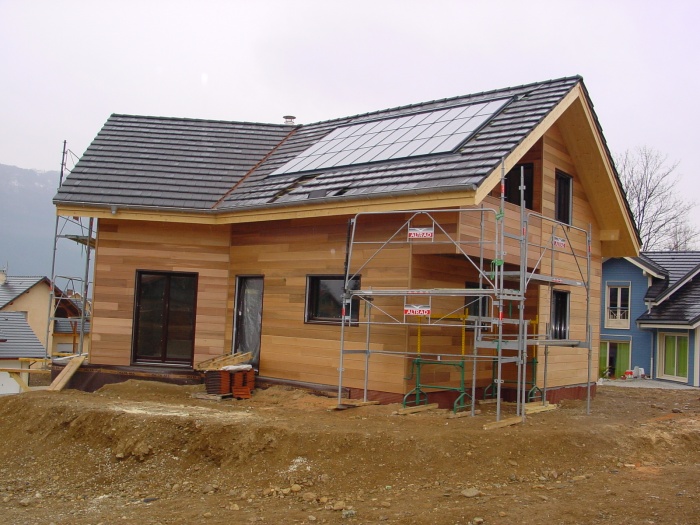 Maison ossature bois en Savoie : Chantier - la terrasse