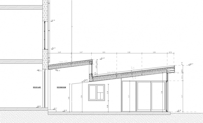 Extension appartement en rez de jardin : Coupe projet