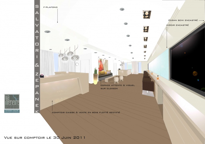 Coneption d'un Salon de coiffure : Concept vue 3D