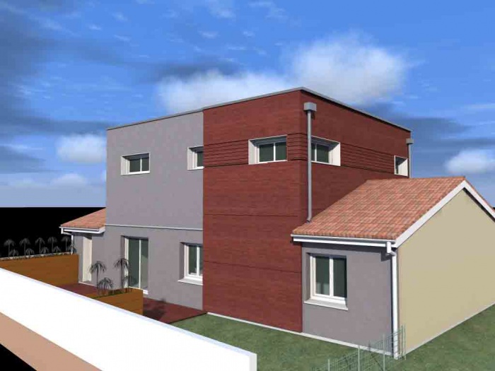Sur�l�vation  et r�novation d'une maison individuelle : VUE 2