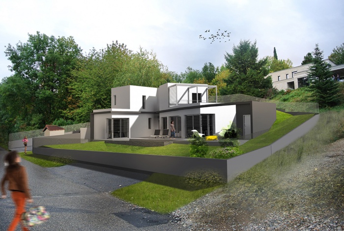 maison contemporaine sur terrain en pente