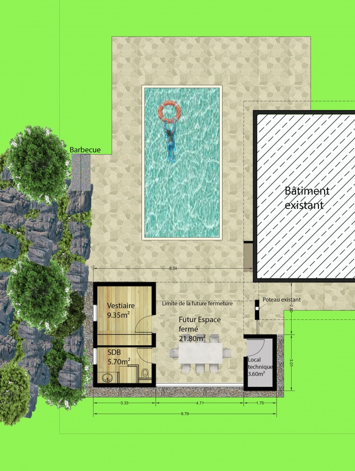Cr�ation d'un POOL HOUSE : PLAN COULEUR